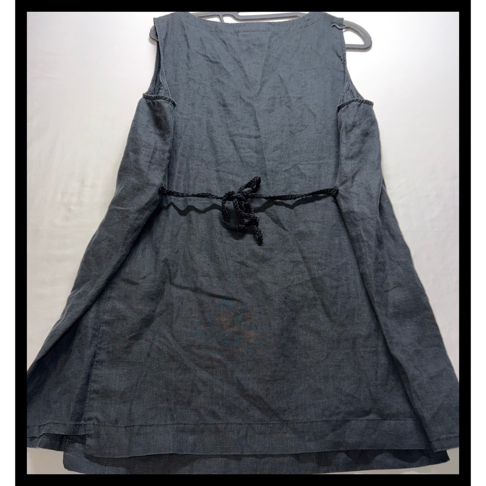 Pure Jill Linen Dress Womens XL Black Sleeveless Tie Back Lagenlook Shift - Picture 6 of 7
